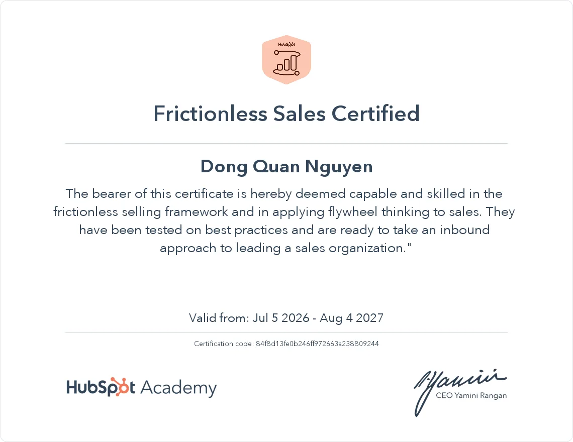 Frictionless Sales Certified