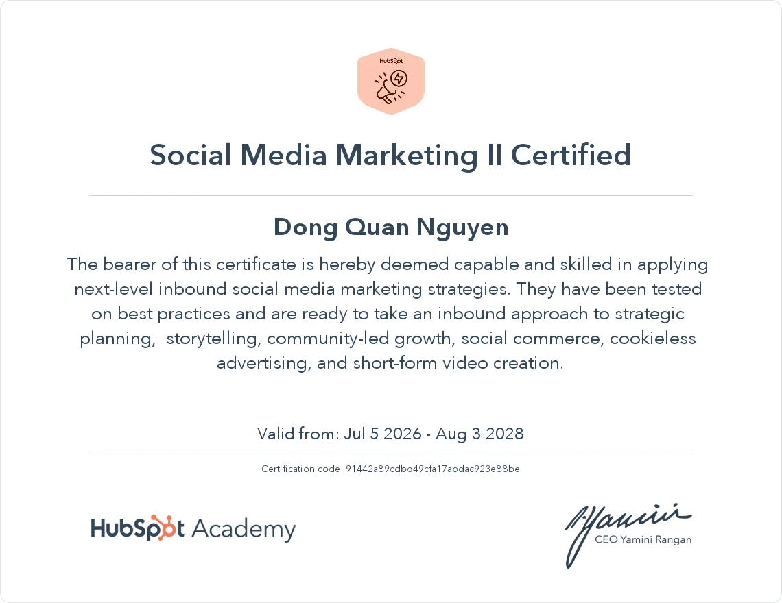 Social Media Marketing II Certified