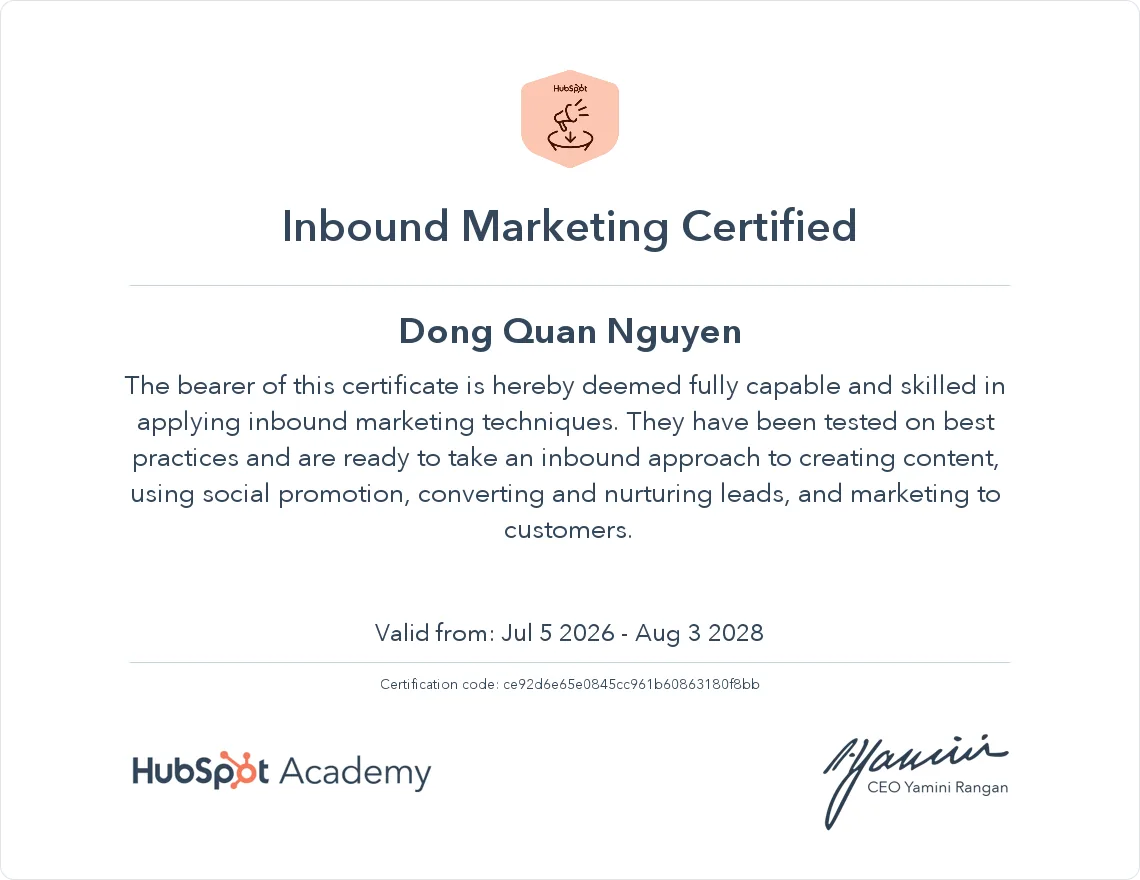 Inbound Marketing Certified
