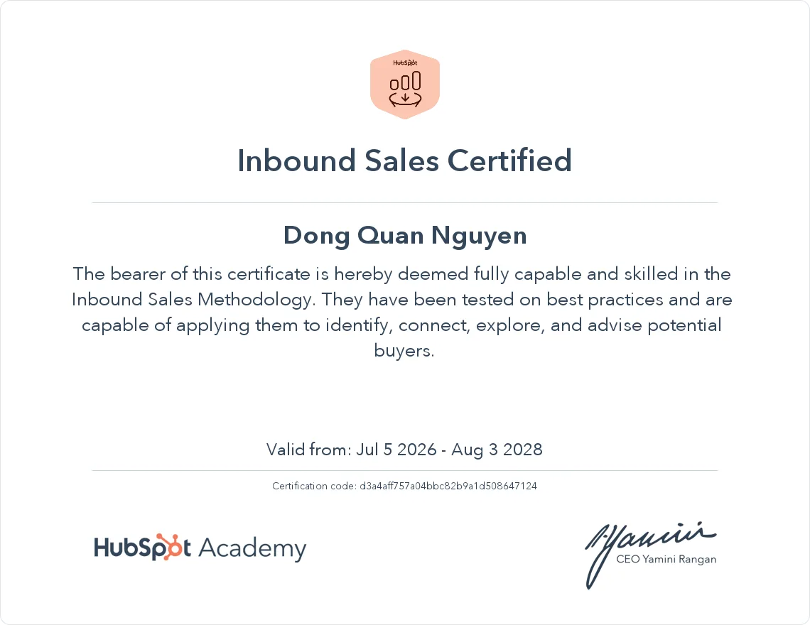 Inbound Sales Certified
